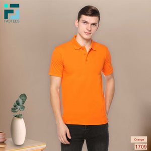 Men's Solid Cotton Blend Regular Fit Polo Neck Half Sleeve Fastees T-Shirt