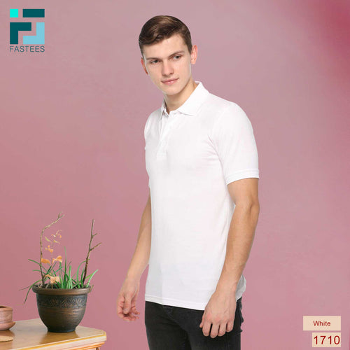 Men's Solid Cotton Blend Regular Fit Polo Neck Half Sleeve Fastees T-Shirt