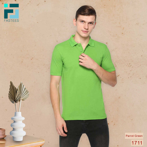 Men's Solid Cotton Blend Regular Fit Polo Neck Half Sleeve Fastees T-Shirt
