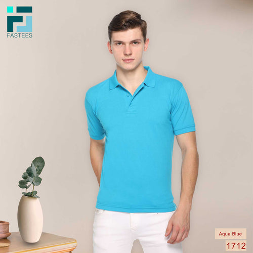 Men's Solid Cotton Blend Regular Fit Polo Neck Half Sleeve Fastees T-Shirt