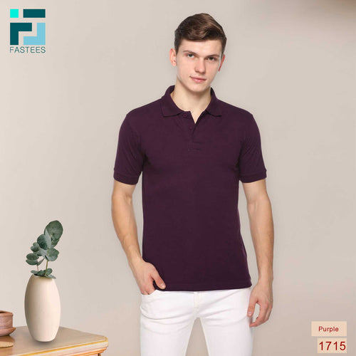 Men's Solid Cotton Blend Regular Fit Polo Neck Half Sleeve Fastees T-Shirt