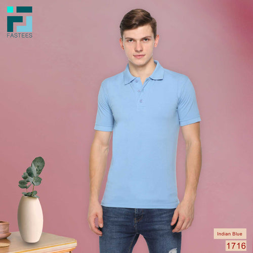 Men's Solid Cotton Blend Regular Fit Polo Neck Half Sleeve Fastees T-Shirt