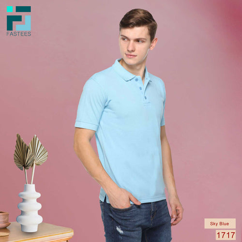 Men's Solid Cotton Blend Regular Fit Polo Neck Half Sleeve Fastees T-Shirt