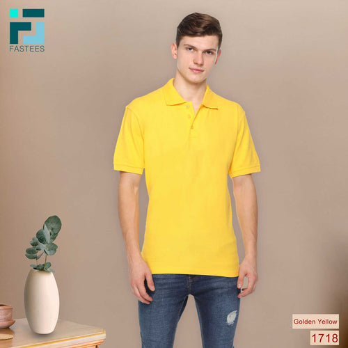 Men's Solid Cotton Blend Regular Fit Polo Neck Half Sleeve Fastees T-Shirt