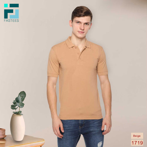 Men's Solid Cotton Blend Regular Fit Polo Neck Half Sleeve Fastees T-Shirt