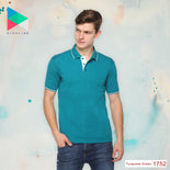 Men's Solid Cotton Blend Regular Fit Polo Neck Half Sleeve Highline T-Shirt