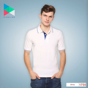 Men's Solid Cotton Blend Regular Fit Polo Neck Half Sleeve Highline T-Shirt
