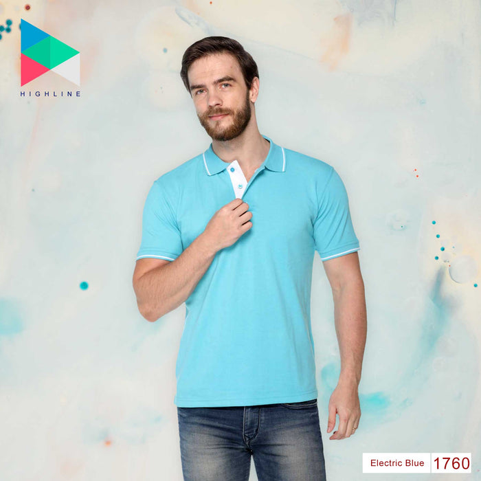 Men's Solid Cotton Blend Regular Fit Polo Neck Half Sleeve Highline T-Shirt