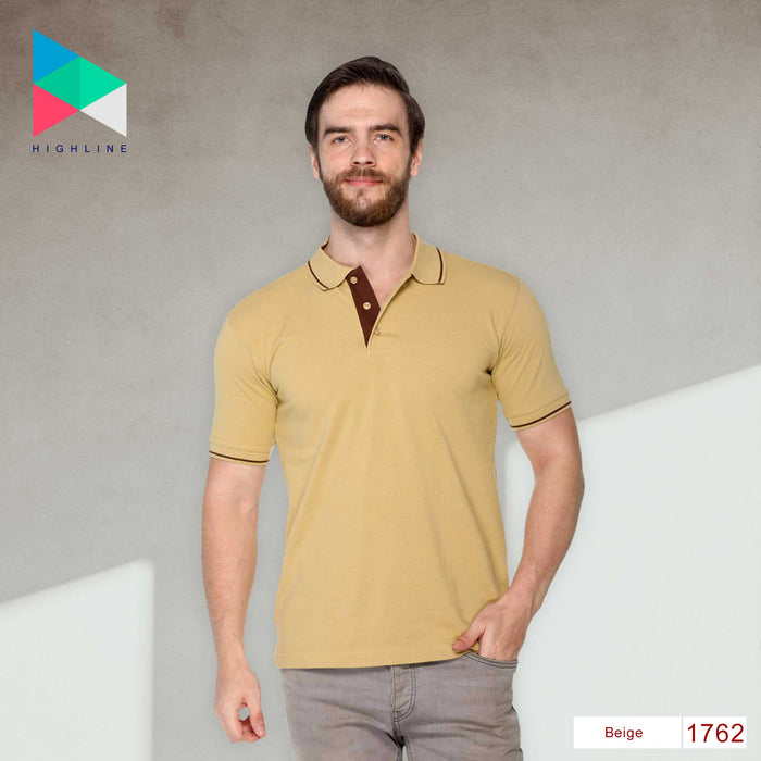 Men's Solid Cotton Blend Regular Fit Polo Neck Half Sleeve Highline T-Shirt