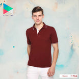 Men's Solid Cotton Blend Regular Fit Polo Neck Half Sleeve Highline T-Shirt