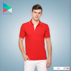 Men's Solid Cotton Blend Regular Fit Polo Neck Half Sleeve Highline T-Shirt