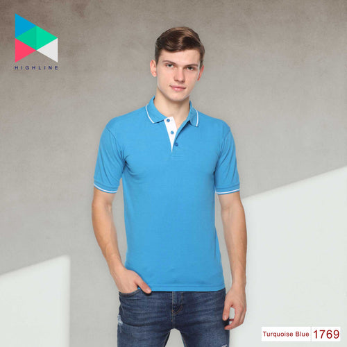 Men's Solid Cotton Blend Regular Fit Polo Neck Half Sleeve Highline T-Shirt