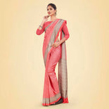 Grey and Turquoise Women's Premium Mulberry Silk Small Butty Hospital Uniform Saree