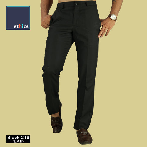 Men's Plain Black Comfort Fit Formal Trousers For Corporate Uniforms