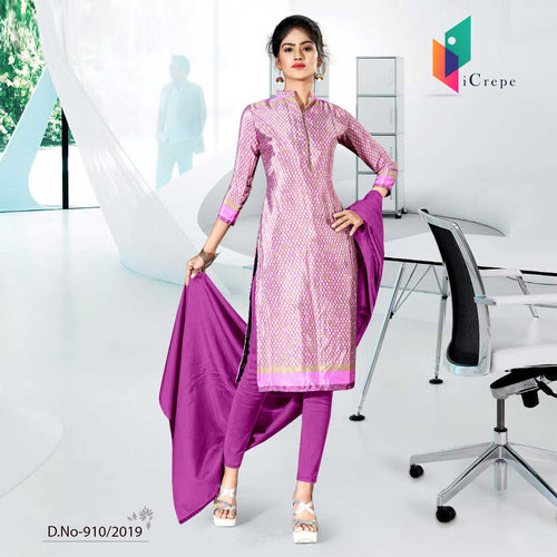 Pink Women's Premium Crepe Silk Corporate Uniform Salwar Kameez