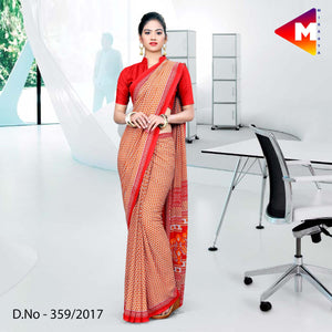 Brown And Red Georgette Uniform Saree