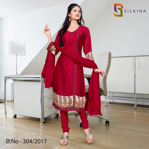 Maroon Women's Premium Silk Georgette Staff Uniform Salwar Kameez