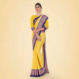 Baby Pink and Bottle Green Women's Premium Silk Chiffon Small Butty Office Uniform Saree