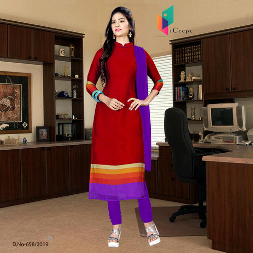 Maroon And Purple Women's Premium Italian Crepe Silk School Uniform Salwar Kameez