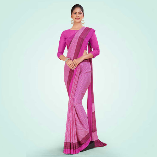 Levender pink Women's Premium Italian Silk Small Butty Industrial Uniform Saree