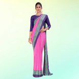 Orchid and Violet Women's Premium Italian Silk Plain Gaala Border Nurse Uniform Saree