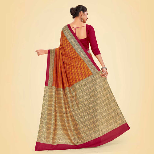 Light violet and Pink Women's Premium Mulberry Silk Small Butty Teachers Uniform Saree