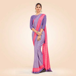 Light violet and Pink Women's Premium Mulberry Silk Small Butty Teachers Uniform Saree