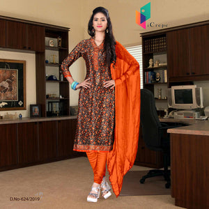 Brown And Orange Women's Premium Italian Crepe Silk Teachers Uniform Salwar Kameez