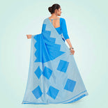 Sky Blue Women's Premium Mulberry Silk Plain Gaala Border SchoolUniform Saree