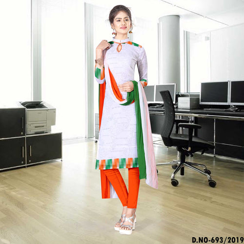Tricolor Border Georgette Uniform Salwar Kameez Republic Day Special