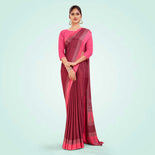 Wine and Rani Pink Women's Premium Italian Silk Small Butty Women's Uniform Saree