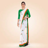 Tricolor Women's Premium Soft Georgette Patriotic Airline Uniform Sarees With Blouse Piece
