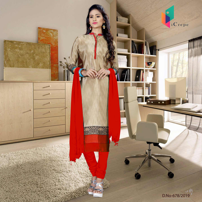 Brown And Red Italian Crepe Silk School Uniform Salwar Kameez