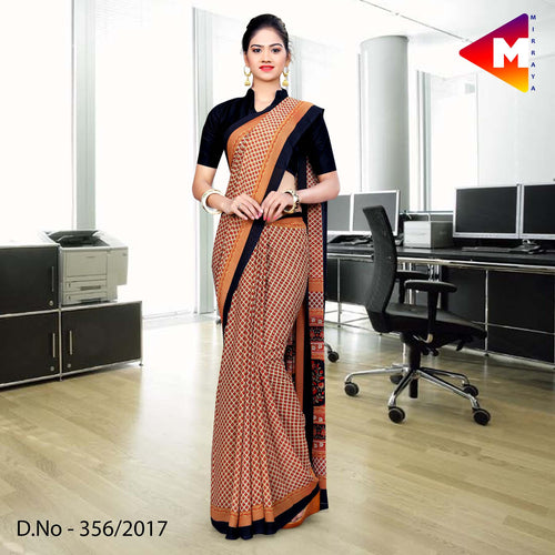 Black And Brown Georgette Uniform Saree