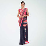 Brown and Black Women's Premium Italian Silk Digital Print Hotel Uniform Sarees With Blouse Piece