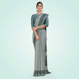 Grey Women's Premium Italian Silk Small Butty Office Uniform Saree