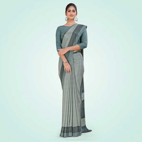 Grey Women's Premium Italian Silk Small Butty Office Uniform Saree