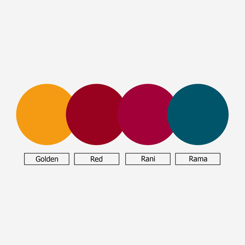 Dupatta Festive - Gold, Red, Rani, Rama - Pack of 4