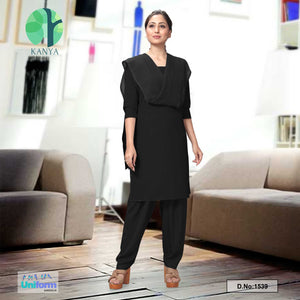 All Black Women's Poly Cotton Unstitched Salwar Kameez Dress Materials For Mourning Funeral Occassions