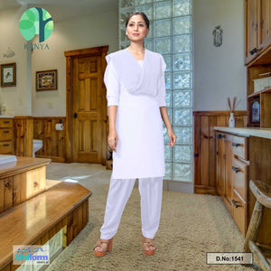 All White Women's Poly Cotton Unstitched Salwar Kameez Dress Materials For Mourning Funeral Occassions
