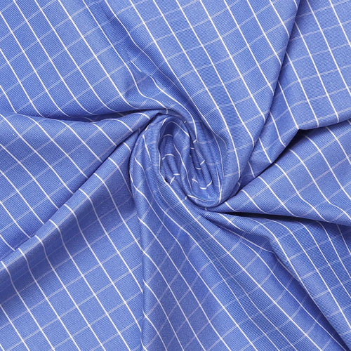 Blue Chex Men s Cotton Unstitched Shirt Fabric For Corporate