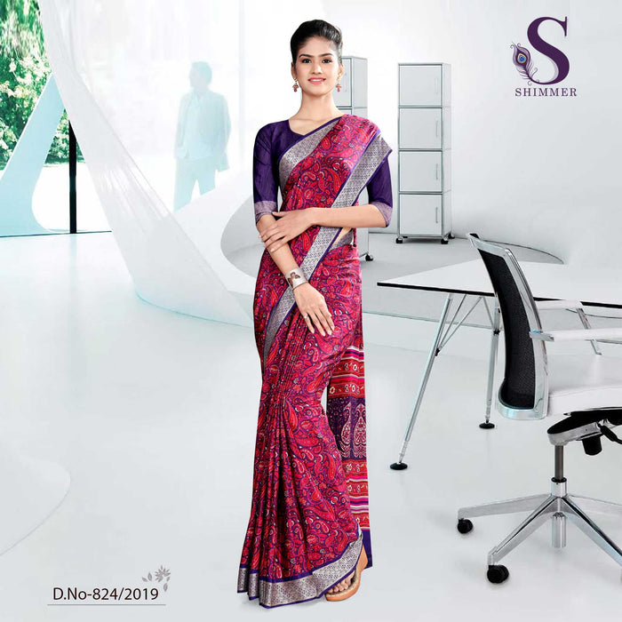 Black And Pink School  Shimmer Uniform Sarees
