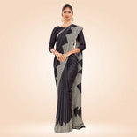 Beige Women's Premium Mulberry Silk Plain Gaala Border Office Uniform Saree