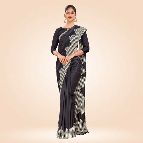 Turquoise Women's Premium Mulberry Silk Plain Gaala Border College Uniform Saree