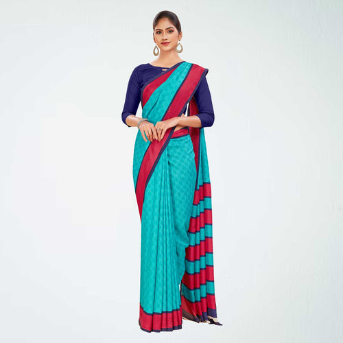 Rani Pink and Yellow Women's Premium Manipuri Cotton Small Butty Student Uniform Saree