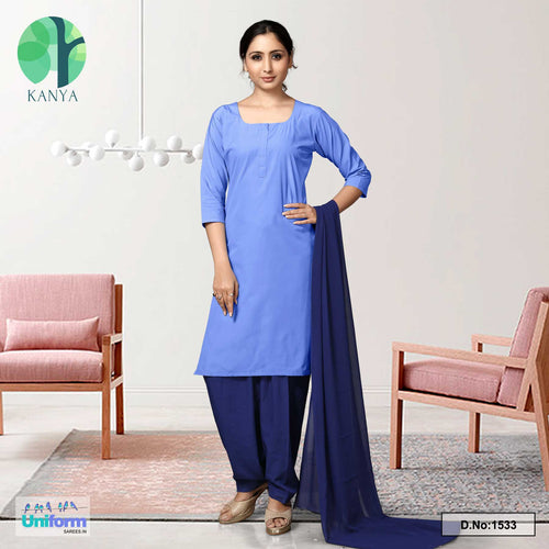 Blue Nevy Blue Women's Poly Cotton Unstitched Salwar Kameez Dress Materials For Housekeeping Uniforms