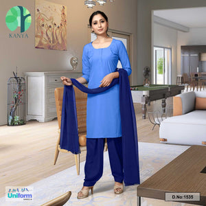 Blue Nevy Blue Women's Poly Cotton Unstitched Salwar Kameez Dress Materials For Security Uniforms