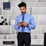 Dotted Blue Men's Cotton Unstitched Uniform Shirt Fabric For Corporate Office
