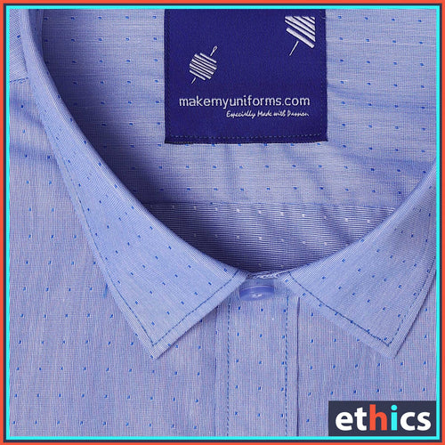 Dotted Blue Men's Corporate Uniform Shirts For Industrial Workforce