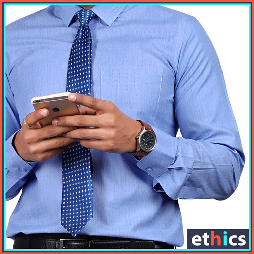Dotted Blue Men's Corporate Uniform Shirts For Industrial Workforce